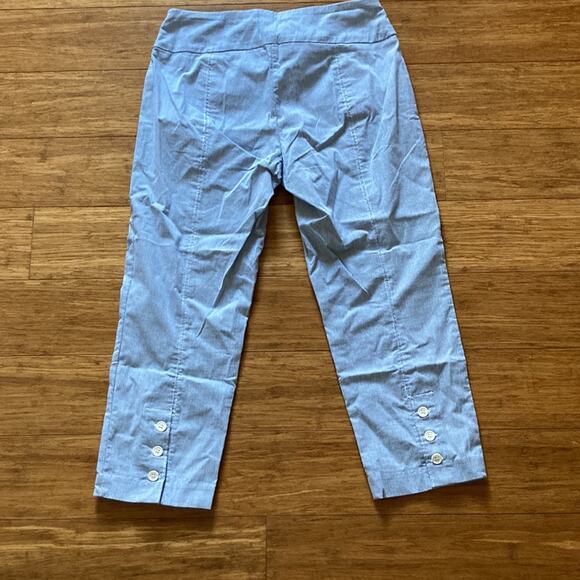 Crown & Ivy Blue & White Striped Stretch Pull On Capris, Size 4 - Picture 5 of 7